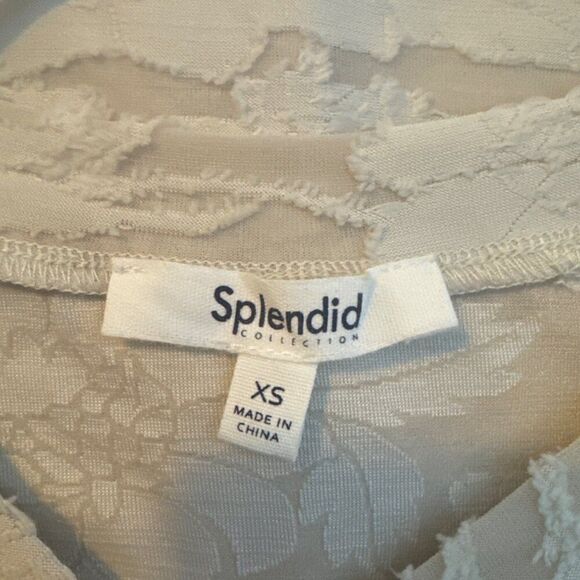 Splendid Collection Beige Floral Lace Long Sleeve Top XS - Picture 3 of 5